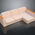 Modern Light Beige Multi Seat Sofa With Orange Armrests And Sectional Design 3d model
