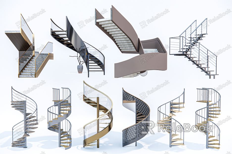 Modern revolving staircase staircase combination metal staircase steel frame staircase arc staircase model