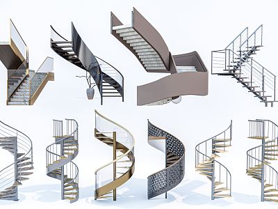 Modern revolving staircase combination metal staircase steel frame staircase arc staircase model