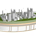 Commercial Equipment For City Model Display With High Rise Buildings And Green Lawn