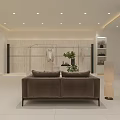 Modern Clothing Store Interior With Metal Racks Sofa Plant Displayed Clothes And Bright Lighting