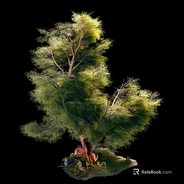 Lush Arbor With Green Foliage And Tall Trunk In Natural Landscape 3d model 