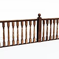 Traditional Wooden Railing With Vertical Balusters Top Rail And Decorative Finial