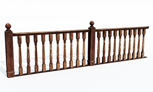 Modern Railing Wooden Railing 3d model