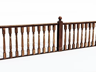 Modern Railing Wooden Railing 3d model