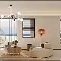 Soft Beige Curved Sofa And Woven Coffee Table Set For Cozy Bright Modern Living Room