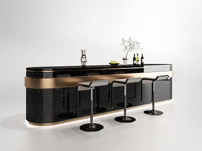 Modern Bar Chair Combination Island Counter Bar Nakajima 3d model