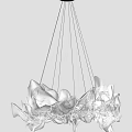 White Petal Shaped Modern Chandelier Hanging In Contemporary Interior Space