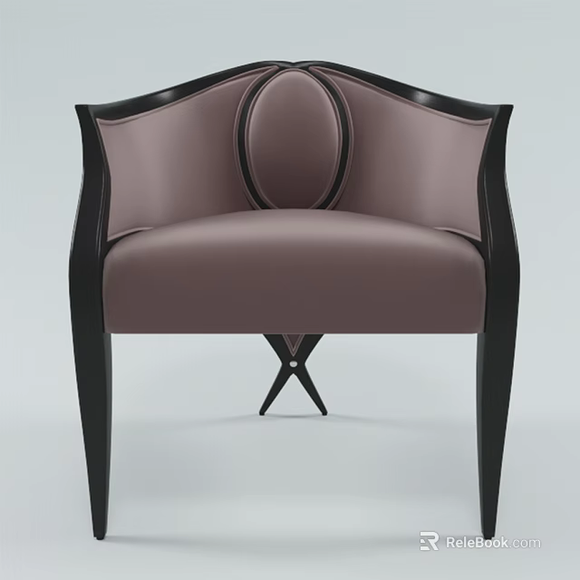 Modern Single Sofa With Leather Upholstery Black Wooden Frame And Elegant Design 3d model 