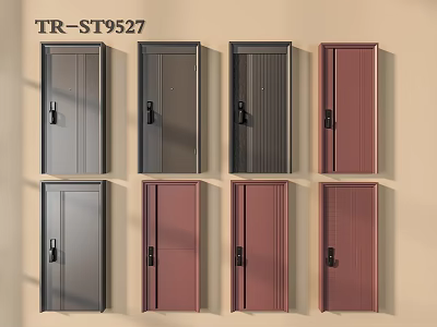 Modern Hinged Doors In Multiple Colors With Stylish Panel Design For Interior Use 3d model