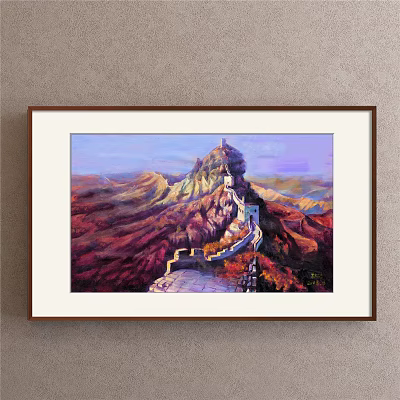 New Chinese Landscape Painting Red Commercial Space Natural Light 3d model