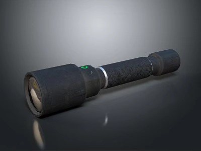 Black Handheld Flashlight Hardware Tool With Green Button And Textured Surface Design 3d model