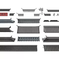 Traditional Chinese Roof Components Including Various Tiles And Architectural Elements 3d model