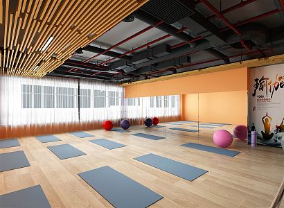 Modern Yoga Room Gym Dance Yoga Room Classroom 3d model