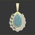 Elegant Gold Teardrop Blue Gemstone Pendant With Surrounding White Pearls