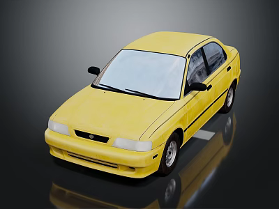 Vibrant Yellow Sedan With Clean Sleek Exterior Design And Reflective Surface 3d model