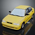 Vibrant Yellow Sedan With Clean Sleek Exterior Design And Reflective Surface