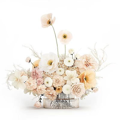 Elegant Vase Arrangement Featuring Mixed Soft Pastel Flowers And Greenery 3d model