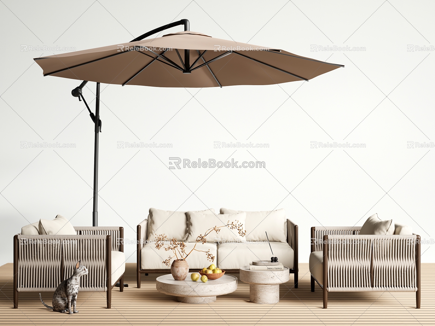 Solaria rattan outdoor sofa combination courtyard sofa sunshade 3d model