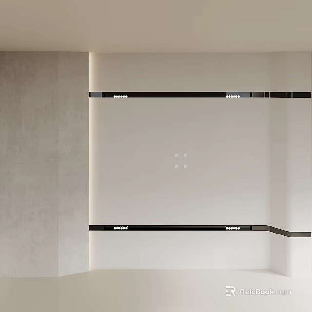 Modern Ceiling Design With Black Trim Recessed Lighting And White Panel 3d model