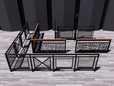 Modern Decorative Fences With Metal And Wooden Design Elements For Outdoor Spaces 3d model
