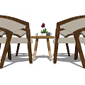 Modern Table Chair Set With Round Table Wooden Frame Comfortable Light Colored Seats 3d model
