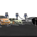 Various Cars Including Sedans And Sports Cars Charging At Electric Station