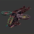 Futuristic Space Exploration Vehicle With Dual Red Propellers And Blue Metallic Exterior Design