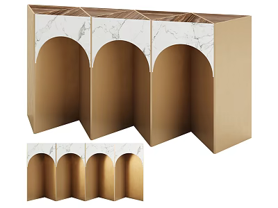 Stylish Modern Console Table With Marble Top And Arched Gold Frame Design 3d model