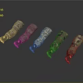 Five Different Camouflage Pattern Tongue Models With Pink Tips On Dark Background