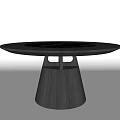 Round Modern Dark Wooden Dining Table with Unique Geometric Base and Circular Top Surface 3d model