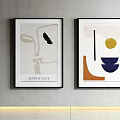 Abstract Art Prints With Artistic Face And Geometric Shapes On Wall Frames 3d model