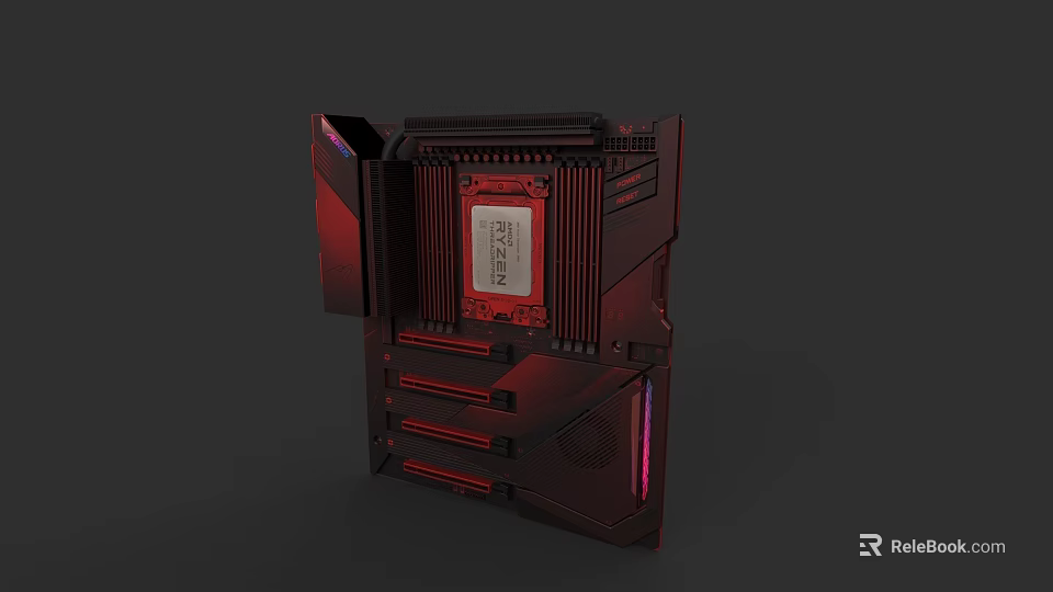 Red High Performance Electronic Device With Advanced Cooling System And RGB Lighting 3d model 