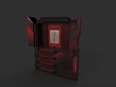 Red High Performance Electronic Device With Advanced Cooling System And RGB Lighting 3d model