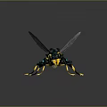 Detailed 3D Rendered Mechanical Insect With Green Body Yellow Legs And Transparent Wings