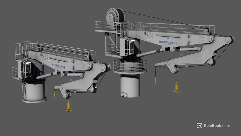 Industrial Equipment Hyundai Heavy Duty Crane With Boom Rotating Structure And Lifting Mechanism 3d model 