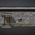 Dilapidated Small House With Damaged Walls Slanted Roof Iron Bar Window And Scattered Rubble
