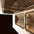 Modern Ceiling Design With Wooden Grille Structural Beams And Grid Pattern 3d model