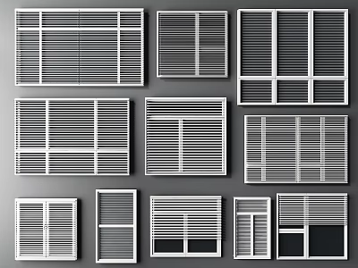 Various Types of Window Blinds in Different Designs for Interior Decoration 3d model