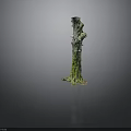 Green Moss Covered Tree Stump Decorative Element With Natural Root Base And Irregular Shape