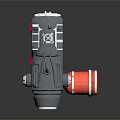 Futuristic Sci Fi Toy Blaster With Silver Body Red Circular Component And Antenna