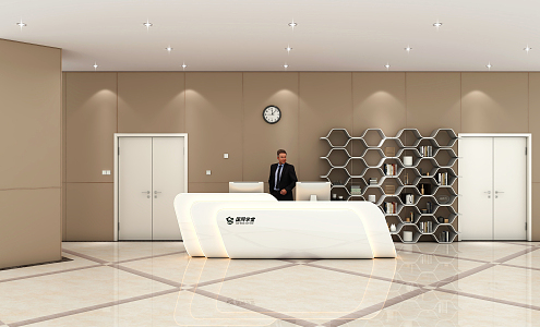 Modern lobby front desk 3d model