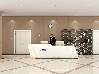 Modern lobby front desk 3d model