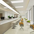 Modern Office Meeting Area With Gray Chairs Square Ceiling Lights And Windows 3d model