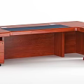 Wooden Office Desk with Drawers Decorative Diamond Patterns and Black Top Surface