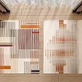Modern square carpet abstract striped fabric carpet 3d model