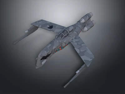 Aerospace Military Spacecraft Model Featuring Camouflage Design Cockpit And Wing Details 3d model