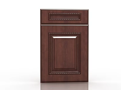 Dark Brown Wooden Cabinet Swing Door With Decorative Carvings For Kitchen 3d model