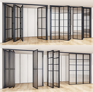 Modern folding door glass folding door 3d model