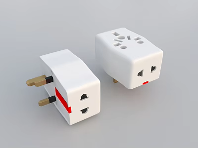 White Electrical Switch Panels With Multiple Socket Outlets And Plug Ports 3d model